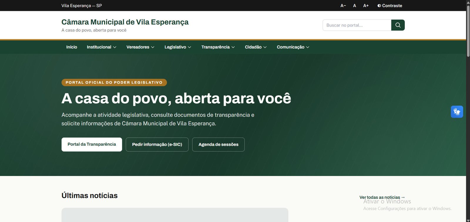 Site para Câmara Municipal